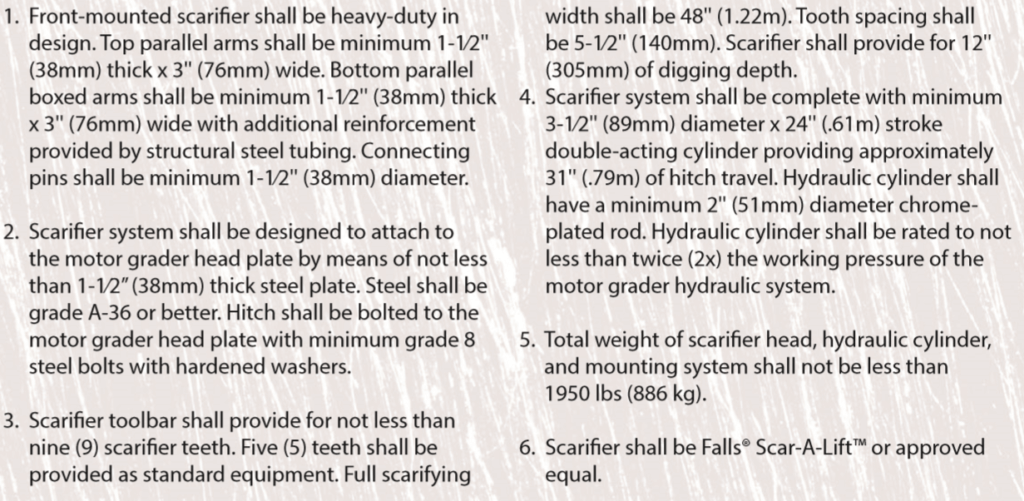 scarifier specs