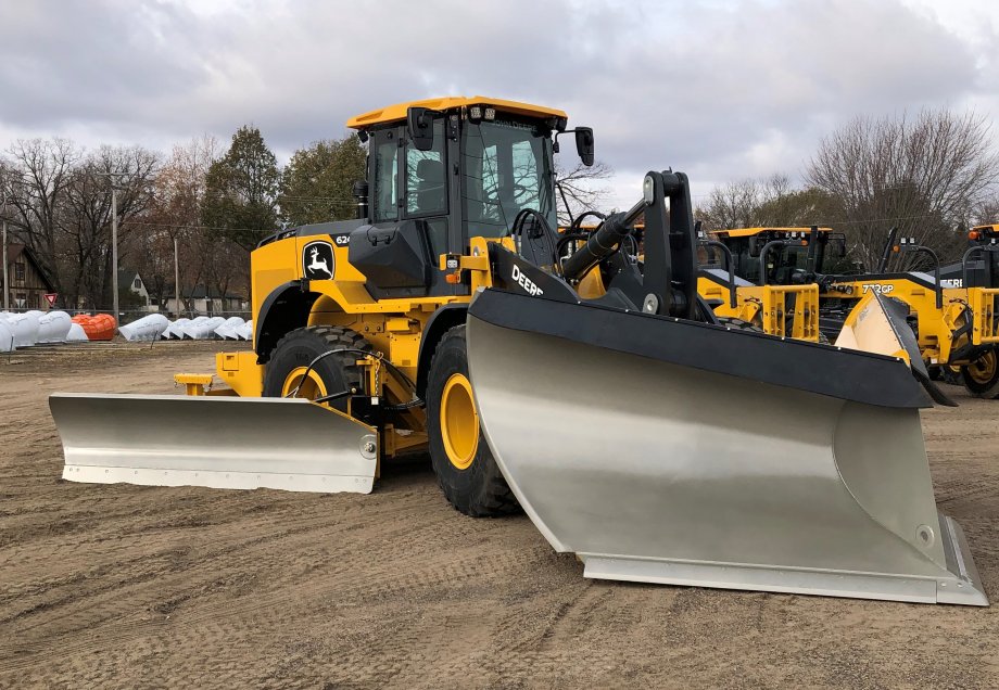 John Deere 624L with Falls Rear Mount Wing and V Plow Falls Plows